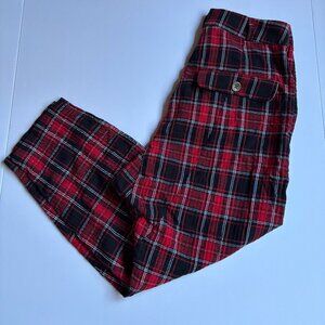 ZARA Women’s Plaid Tartan Cargo Pants Red Black – Size XS – Casual Streetwear